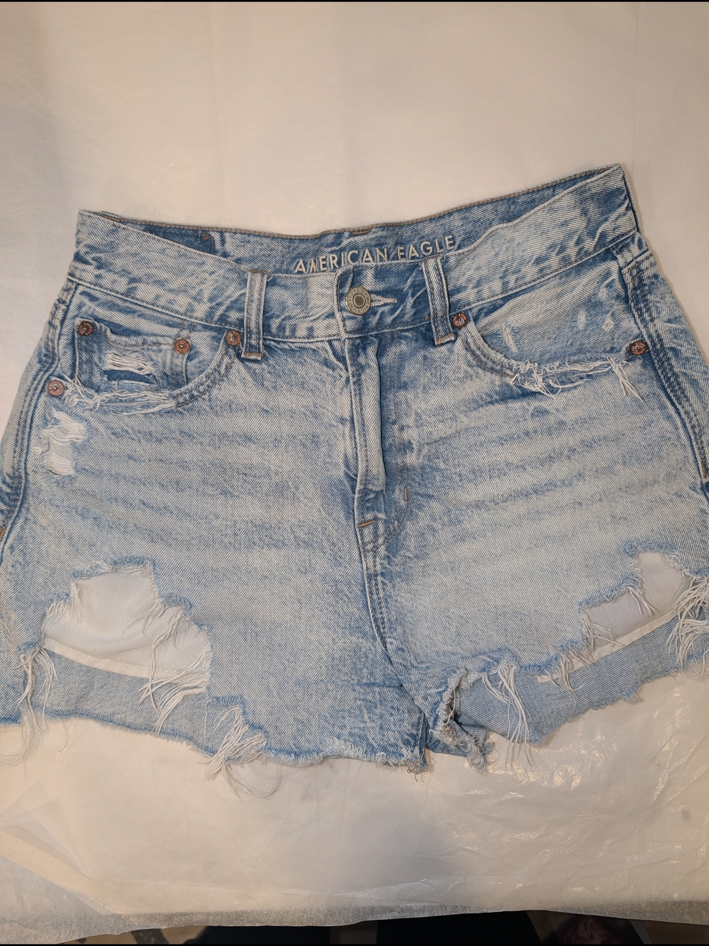 American Eagle Women's Super Hi- Rise Festival Distressed Denim Cutoff Shorts